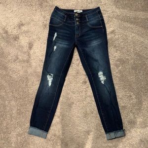 High rise skinny ripped jeans